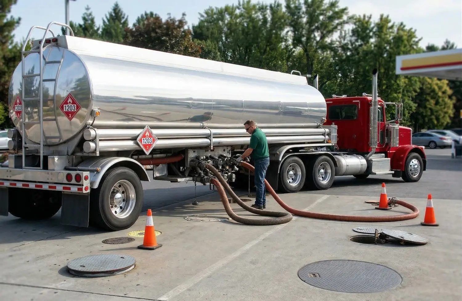 Fuel Delivery at a Gas Station
